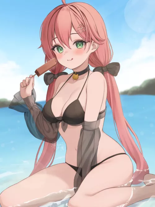 Enjoying a popsicle on her knees by reversedturnover