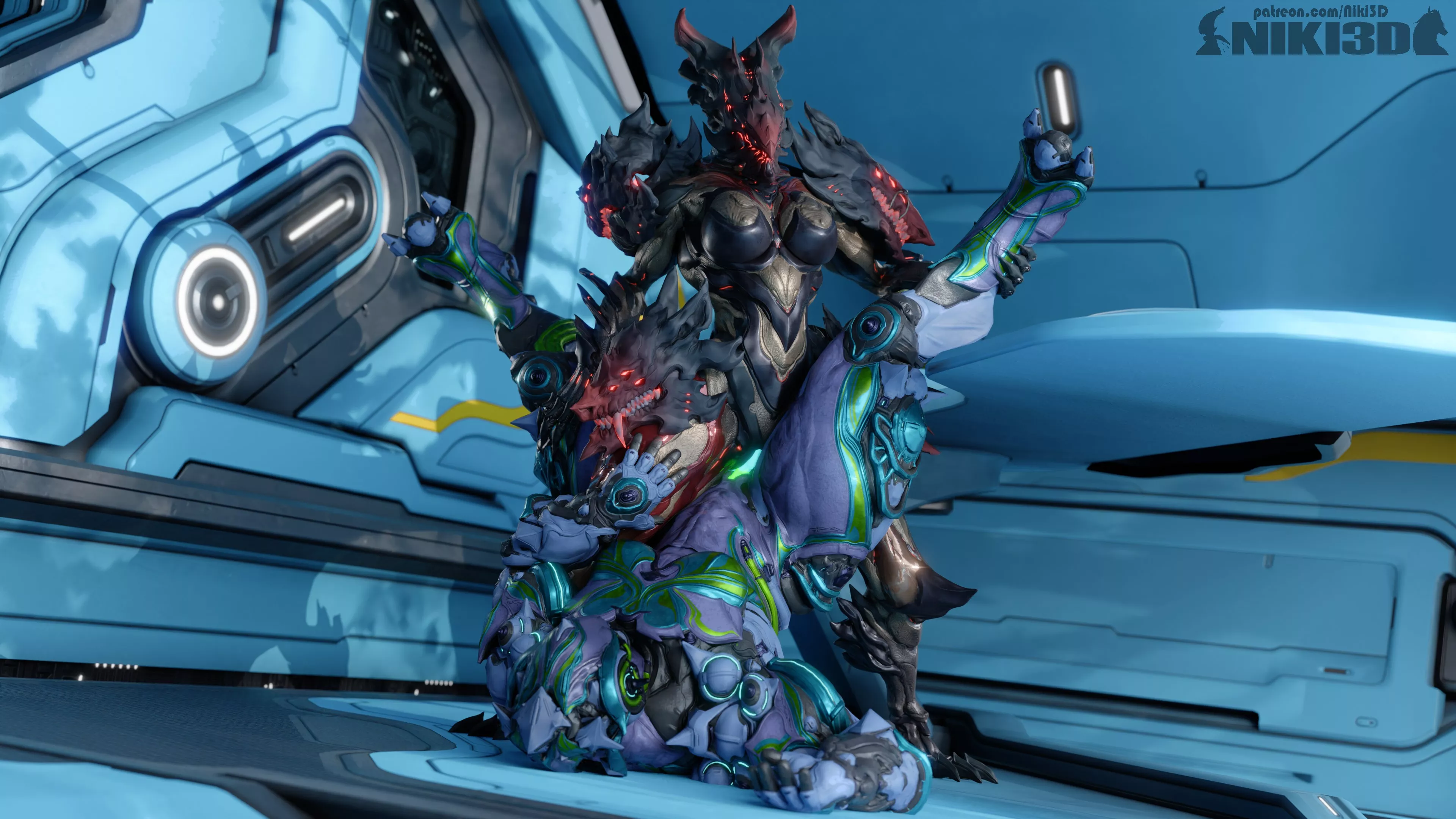 [Voruna + Hildryn] Voruna Asserting Her Dominance [Niki3d) posted by Darthmufin