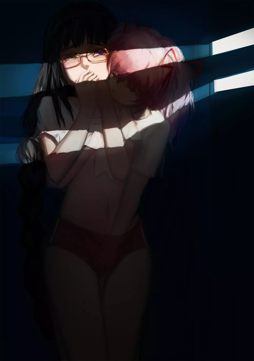 Fingering her in the darkness of the locker. [Puella Magi] posted by SweetGirlNectar