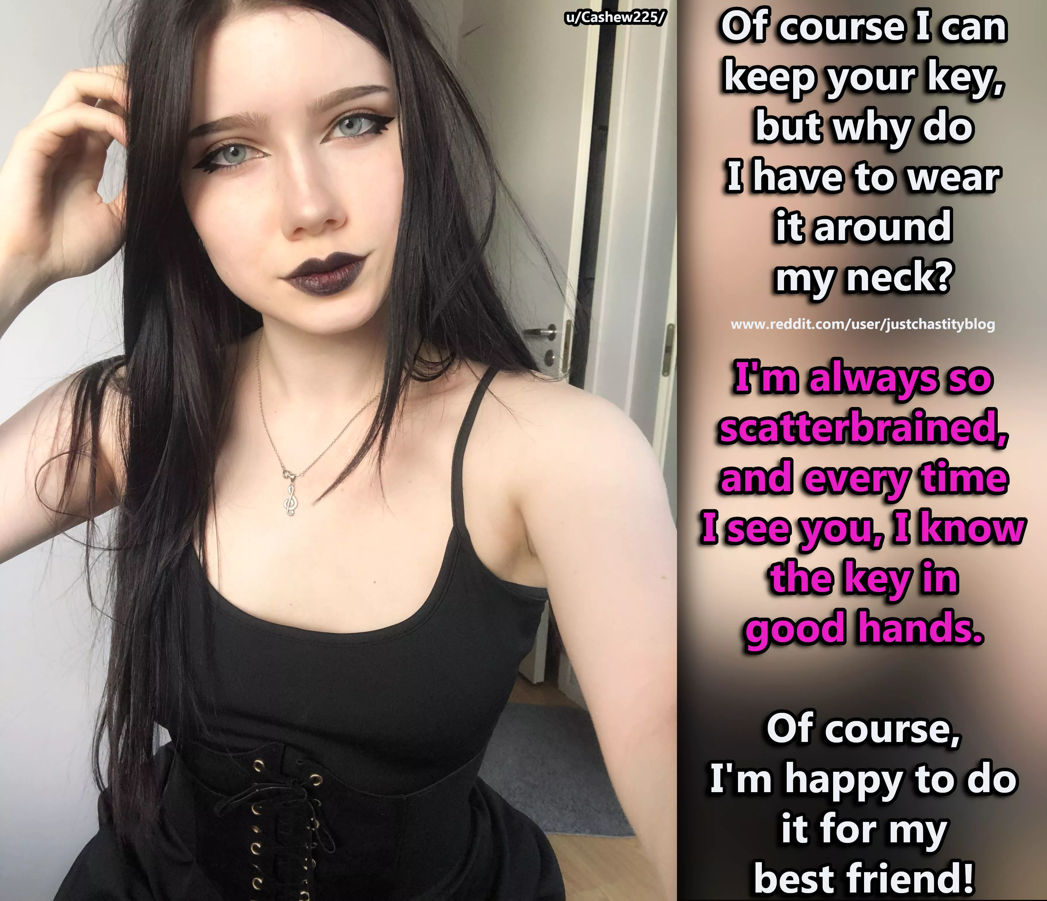 Given the natural curiosity of women, it's probably only a matter of time before your good friend finds out what the key is for. posted by justchastityblog