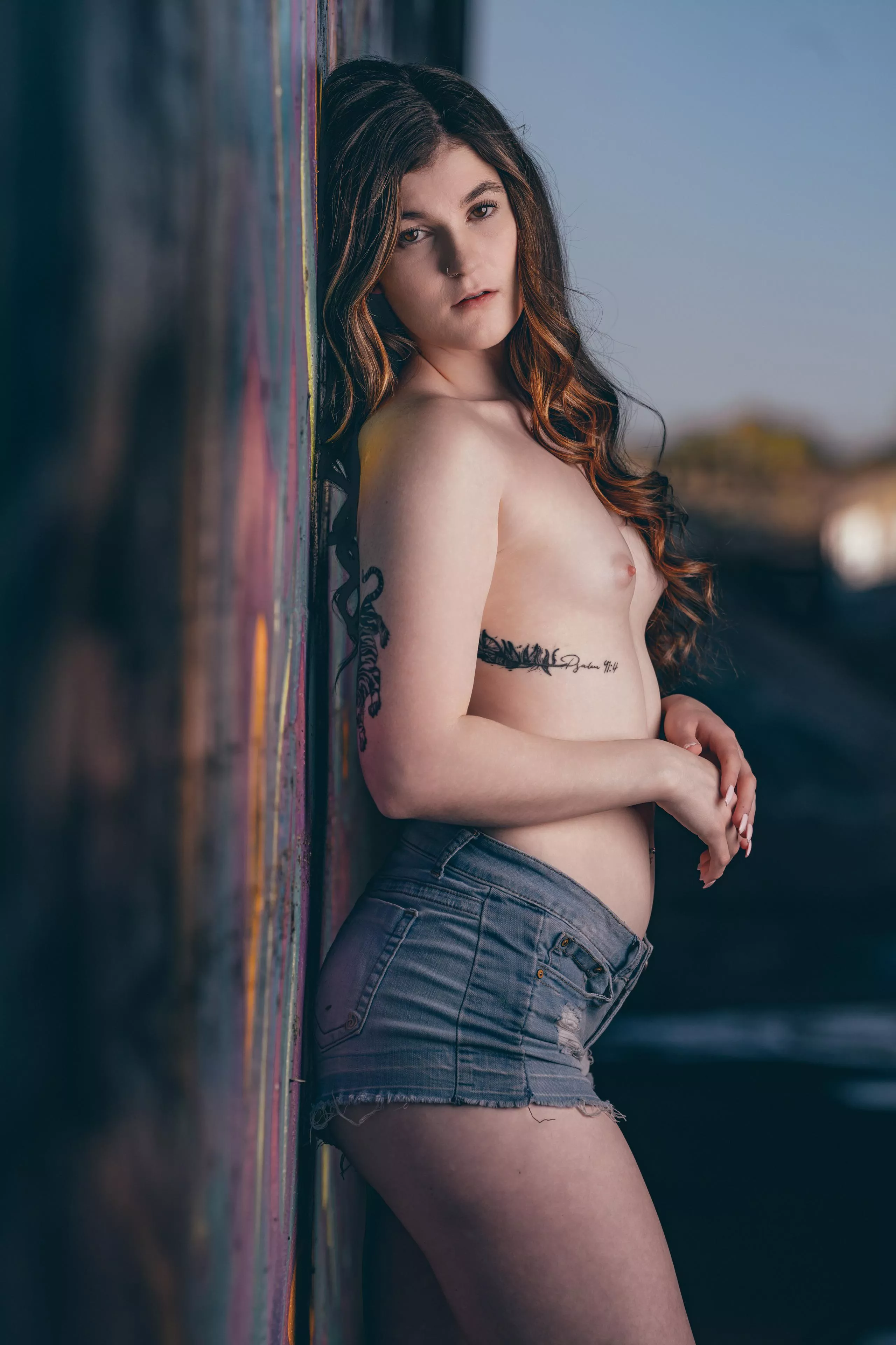 Natalie Showing Off in Front of Riverside Graffiti posted by ThinGuyIncognito