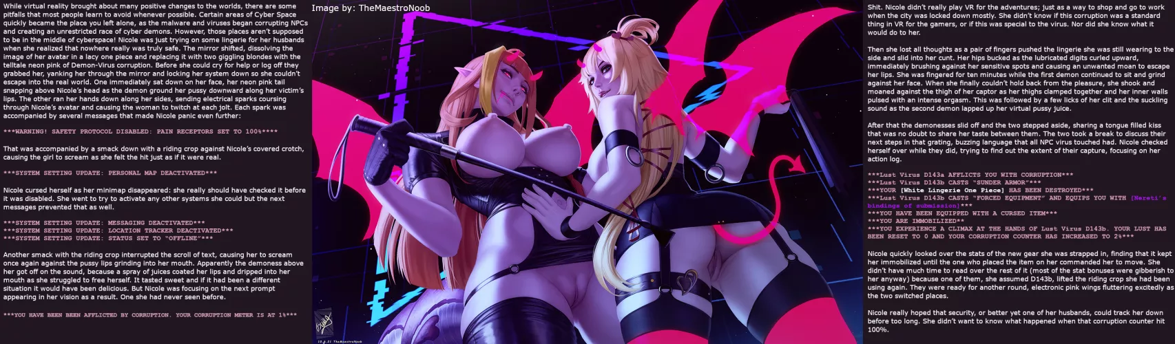 Sci-Fi 07: The Dangers of Virtual Reality [image by: TheMaestroNoob] [Lesbian] [Kidnapping] [Bondage] [Virtual] [Demon] [Virus] [BDSM] [Face Sitting] [Fingering] by Trixytail