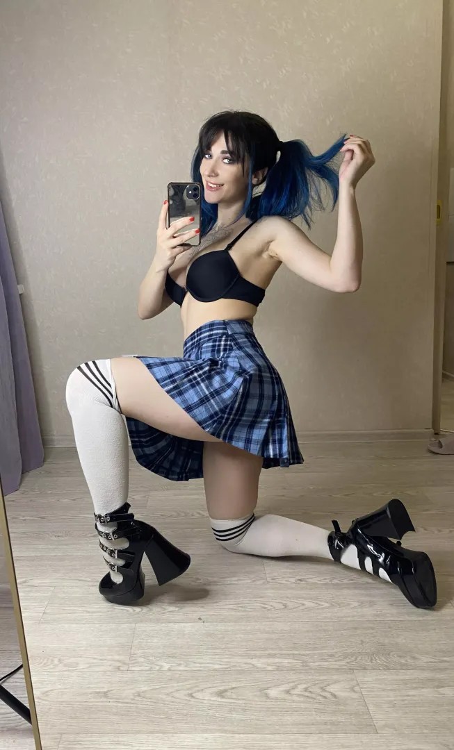 [F] I just can't imagine my school uniform without my heels 💜 by Lawful_evil69