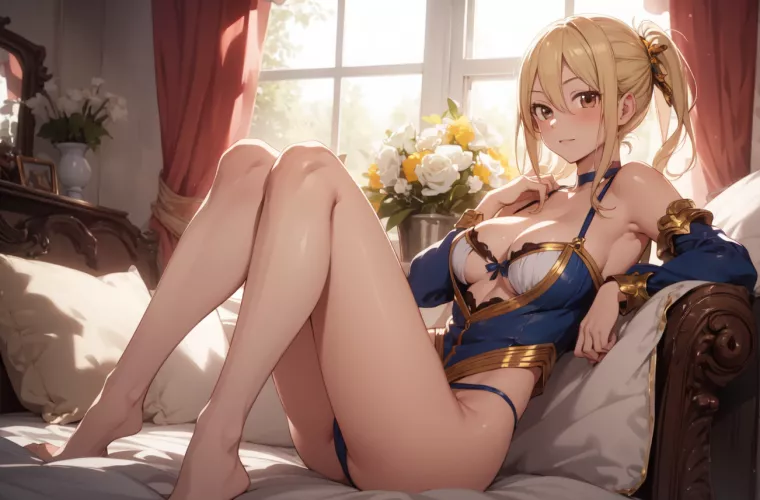 lucy heartfilia in bed (pixai) by DammyAiHentai