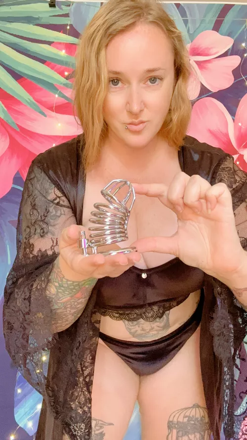 Mistress will lock her slave's penis and then I will stimulate and excite you by GlossilyTube28