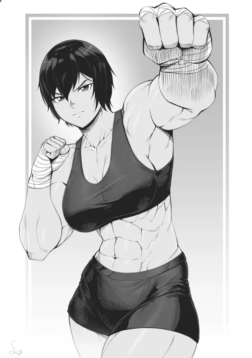 Muscular girl punch [Artist: SpeedL00ve] by ComaOfSouls