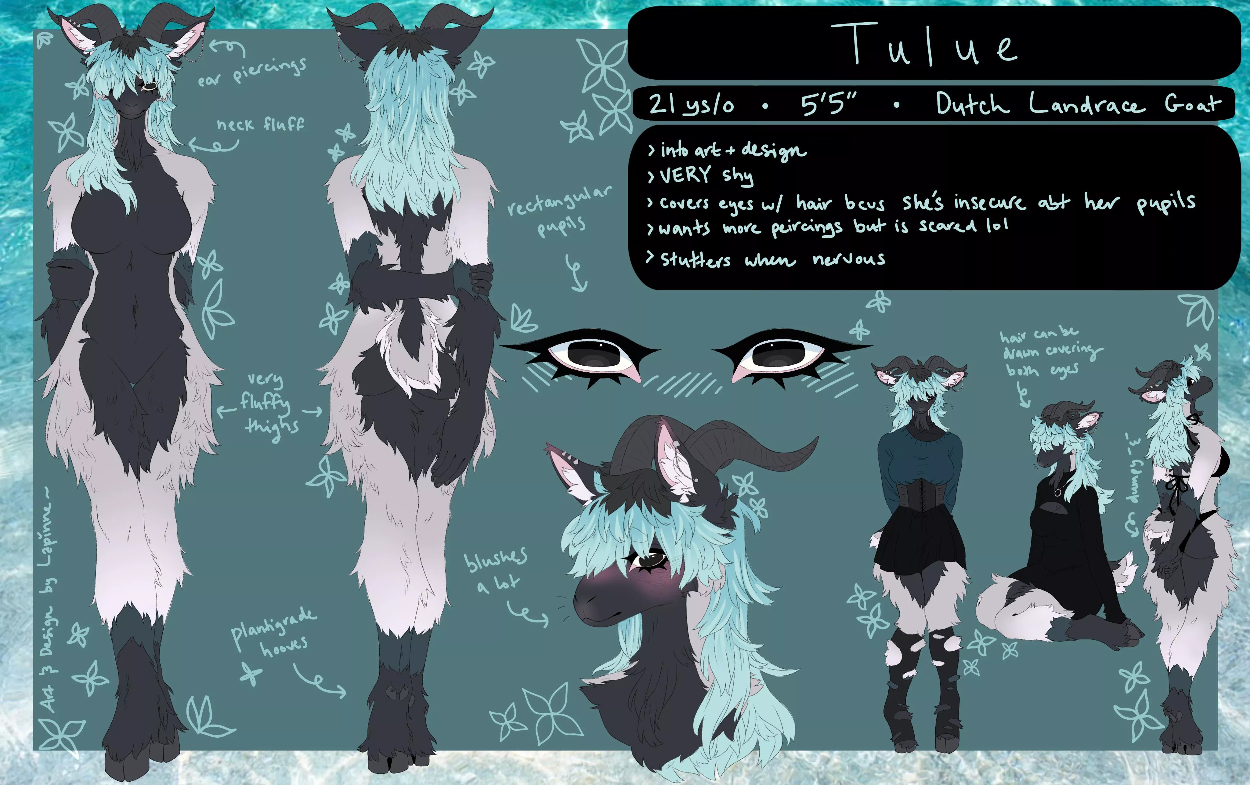 My new goat girl Tulue! I simply do not see enough goat sonas (art and design by me) posted by lapinne_