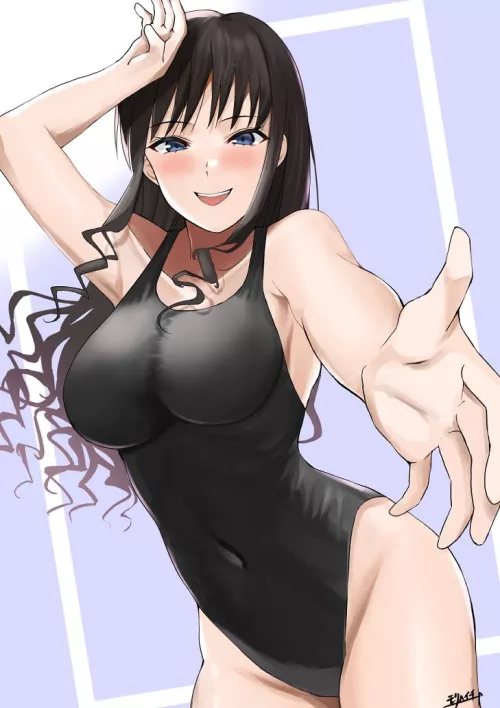 Morishima Haruka in Black School Swimsuit [Amagami SS] (Mori Heichi) by ecchi_neko