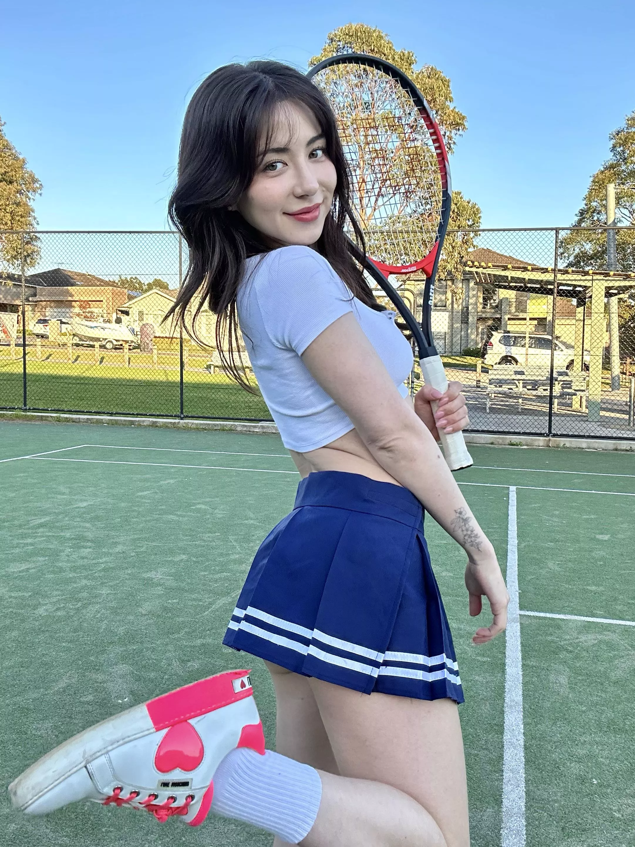 My friend told me not to wear this to my first tennis lesson. I’m so glad I didn’t listen lol ;) posted by lunalovekiss