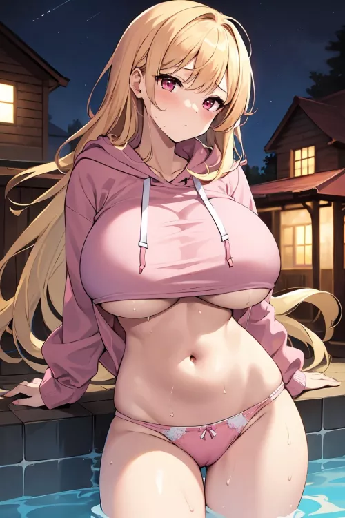 Pink Cropped Hoodie by CheetahSperm18