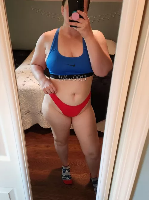 Didn't notice the color combo until I undressed after my workout. Must've felt patriotic this morning by lexi0013