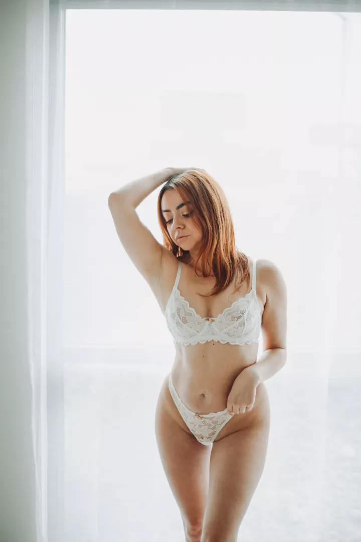 Eden in white lace lingerie. posted by LilEdenx3