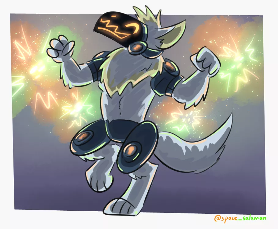 party proto! 🤖😺🎆 posted by Spinopsyx