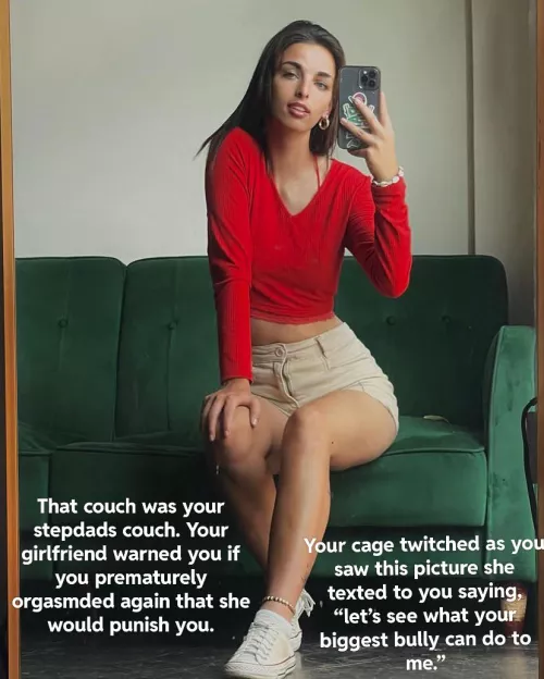 Your girlfriend decided to see if your stepdad could last longer than you could. Maybe she will just give him your chastity keys and let him teach you how to be a man. by Kittyward74