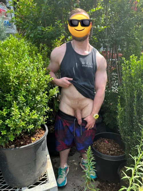 Having a little public fun at the garden center by Donkey_Daddy