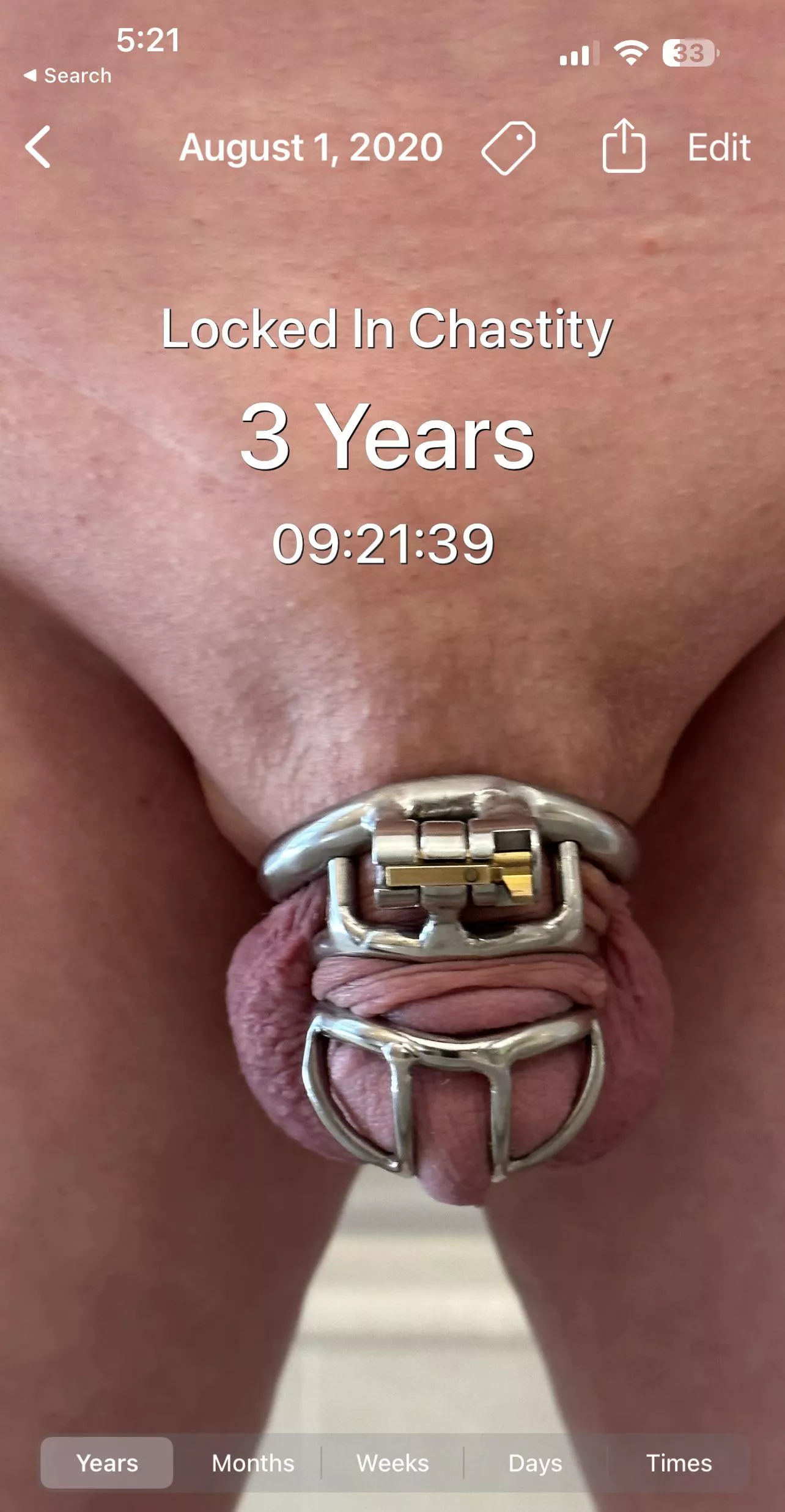 As of today, I’ve been locked in chastity for 3 years. posted by Recent-Row5259