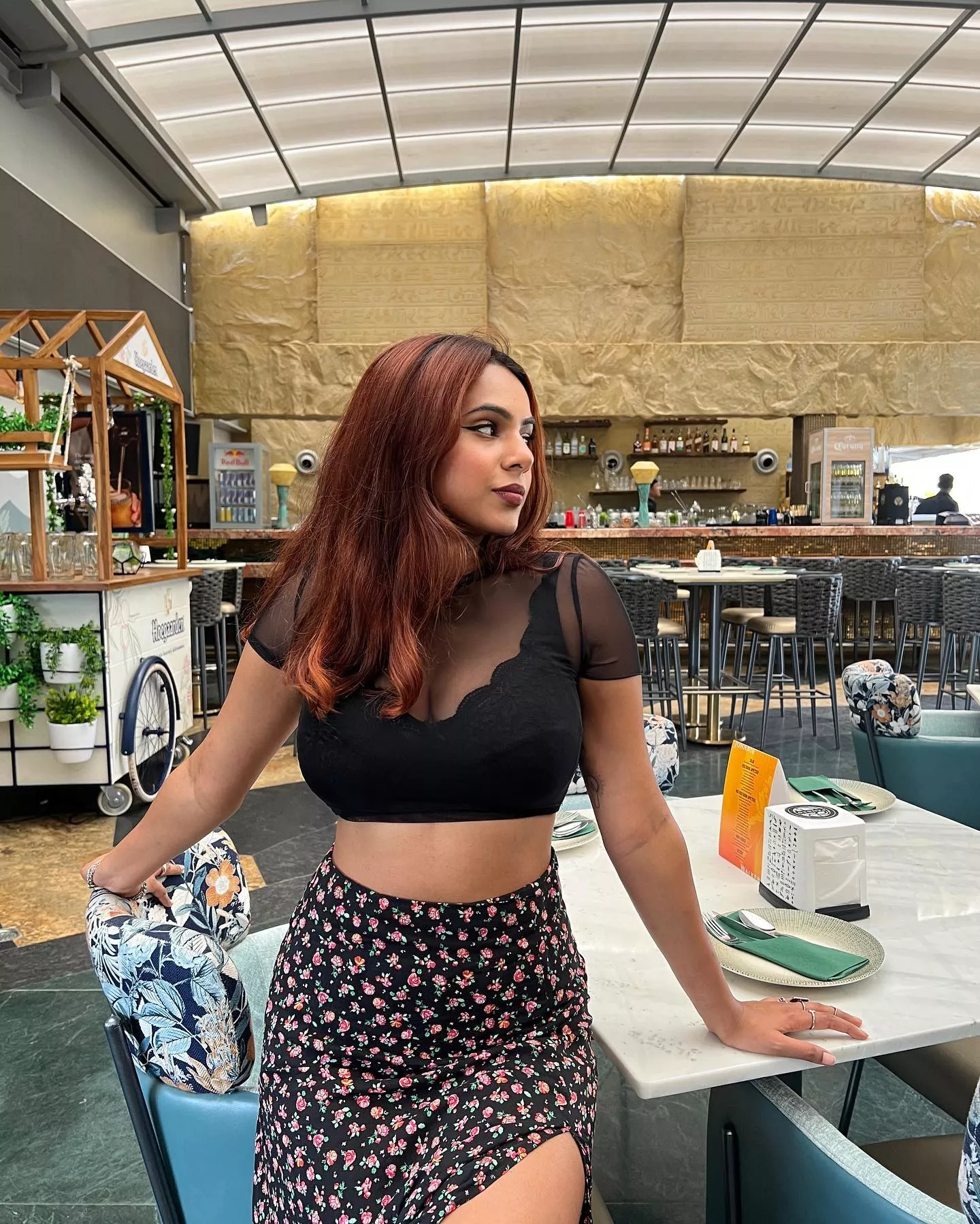 Mesh top bra lines. I love the entire outfit. posted by Sasstronaughty