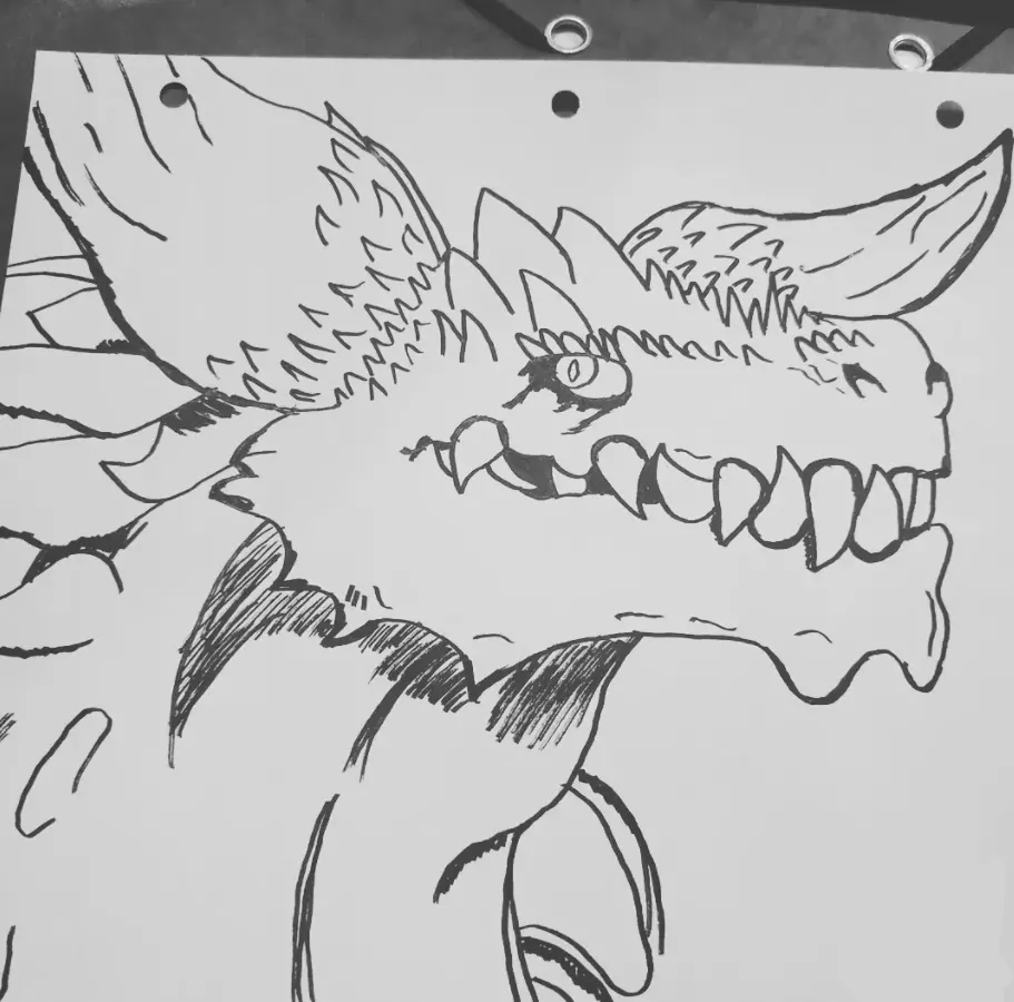 A drawing of a dragon (it doesn't have a name, give it one if you want) posted by Final-Field-34