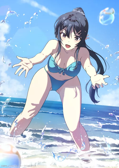 Mai splashing in water [Seishun Buta Yarou] by xSaviour_N