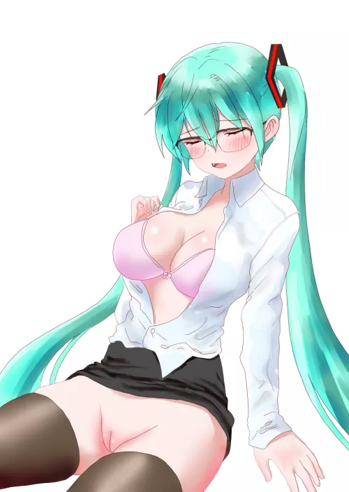 Mikus plain bra make her breasts look great by AnimeChan39