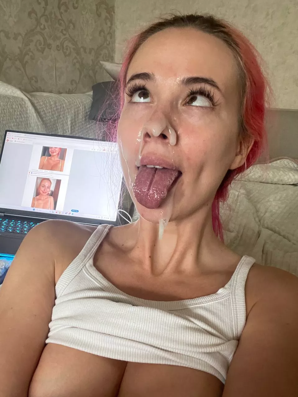Sexy cumshot on my ahegao face posted by CharmingMistress