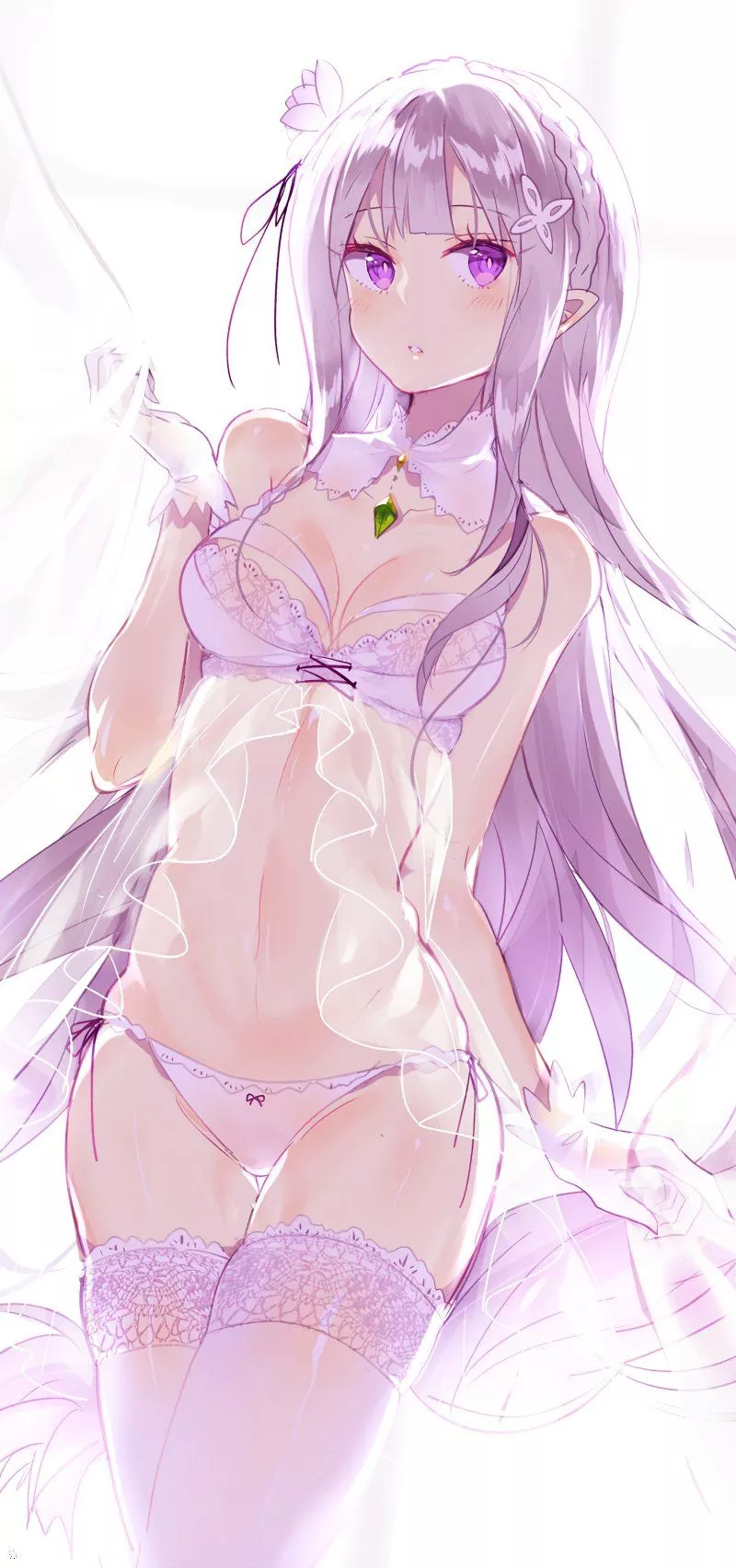 Emilia in see-through lingerie (Re:Zero) posted by SerTapsaHenrick