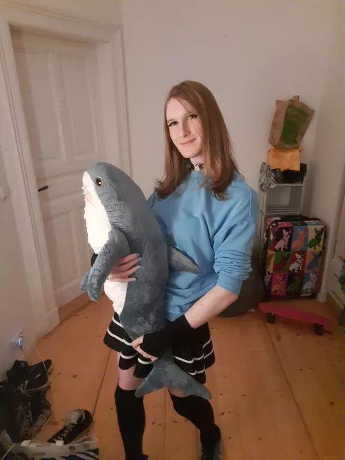 just a femboy and her 1 meter shark plushy by 21BottlesOfSchnapps