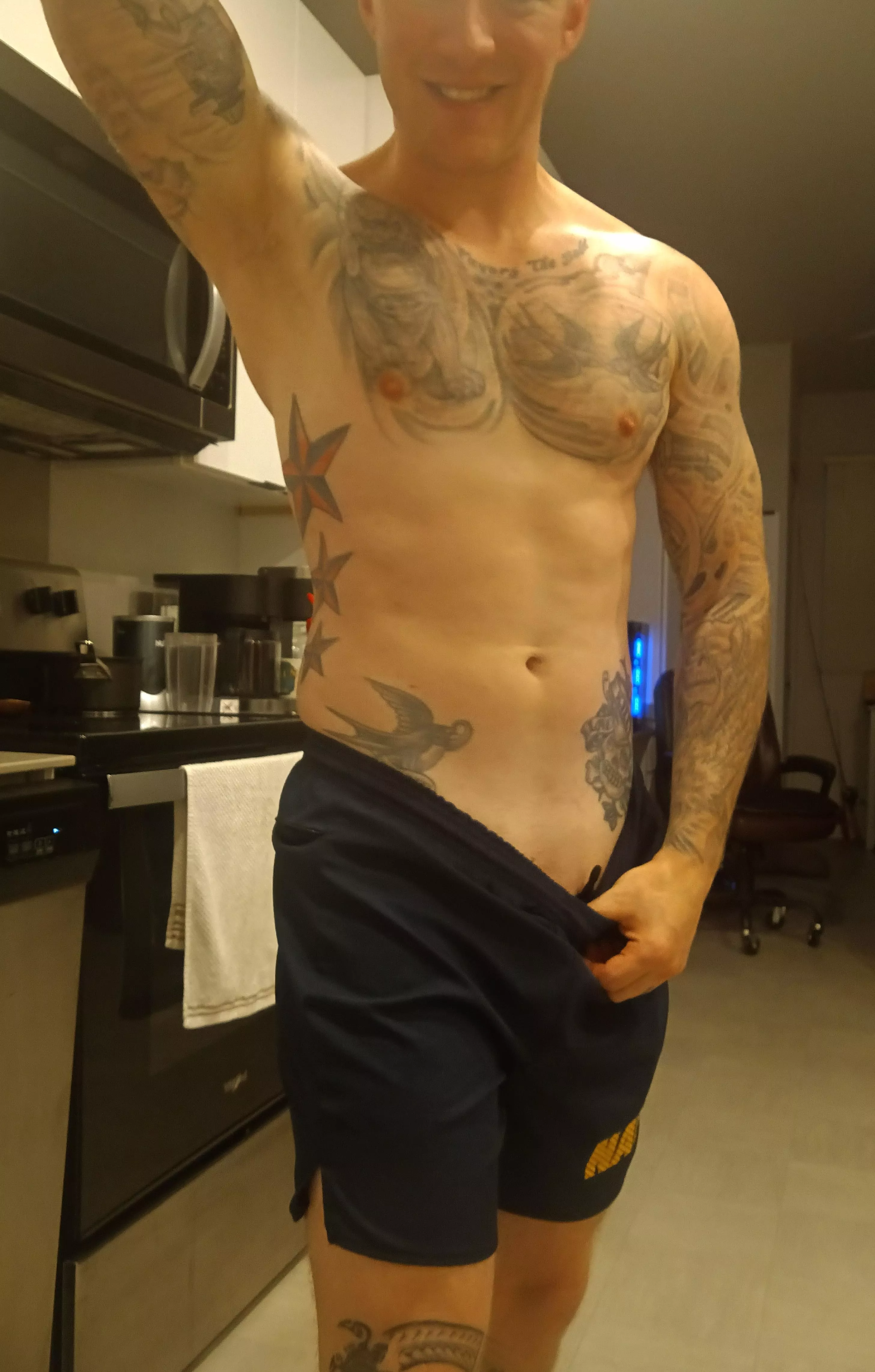 My proposed change to the PT uniform? Shirtless option. posted by Tatt003edLad