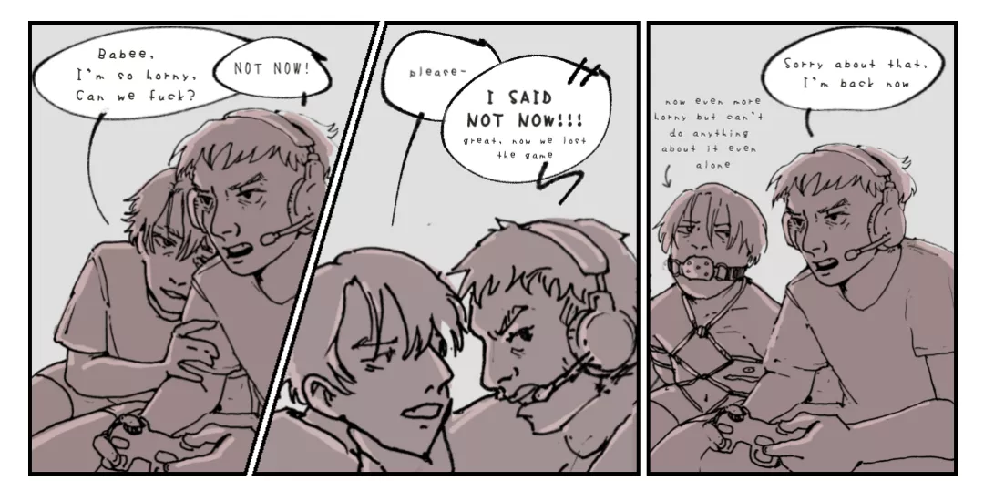 A three panel gay comic posted by SupermarketThen9090