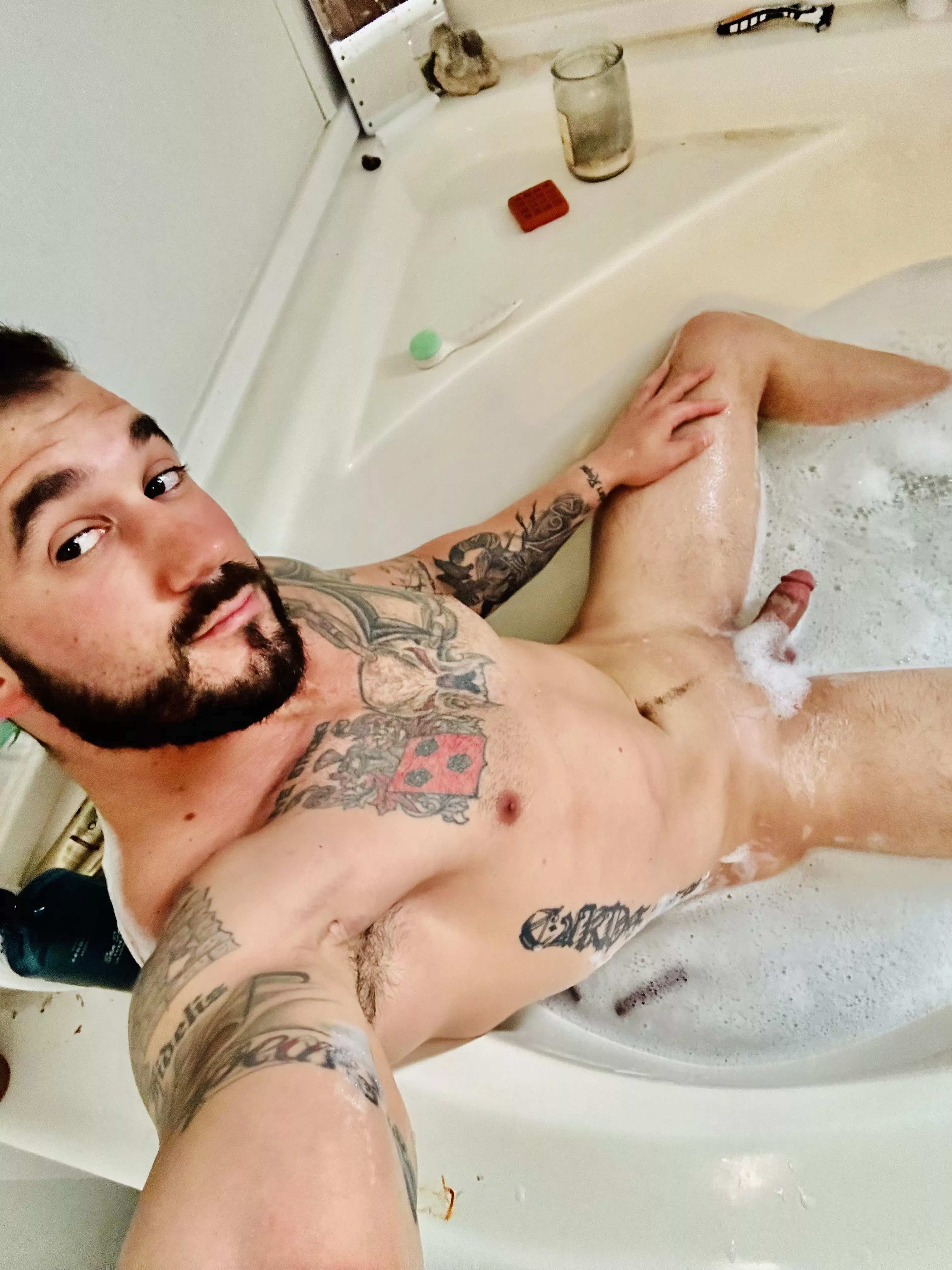 Cum enjoy the water with me and rub my beard. posted by Grey_Stoic
