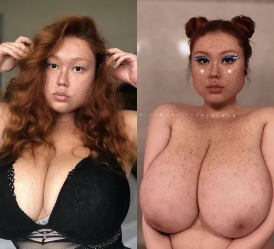 [OC] natural vs makeup, which is better? by Unicornglitteryblood