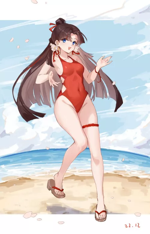 enmusubi no kami at the beach [onmyoj] by thehentaisupplier