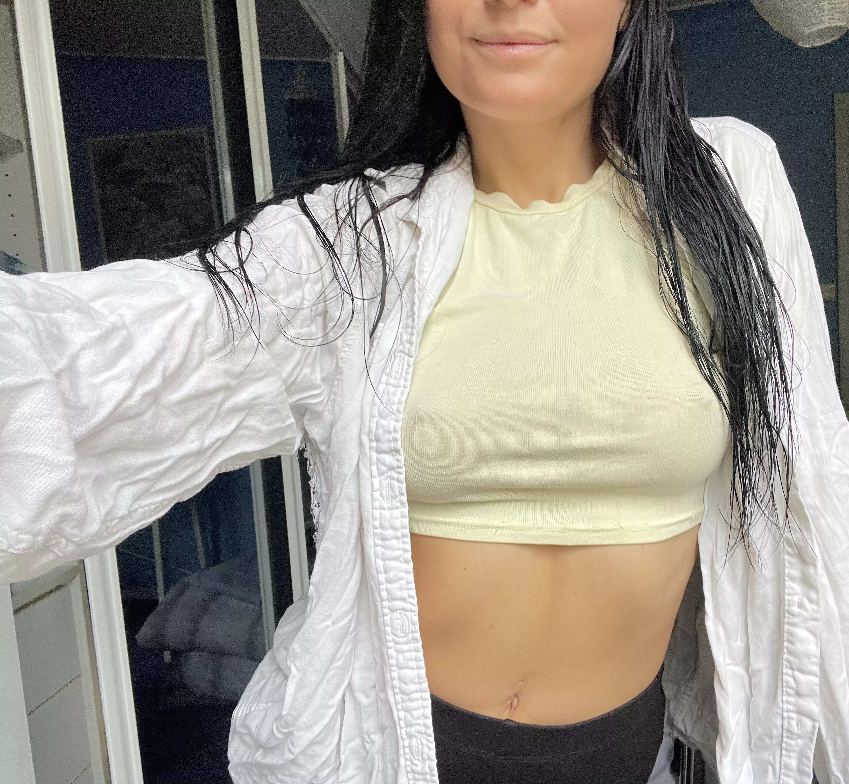 Monday morning, ready for another day at work🤑 posted by Petiteannaa