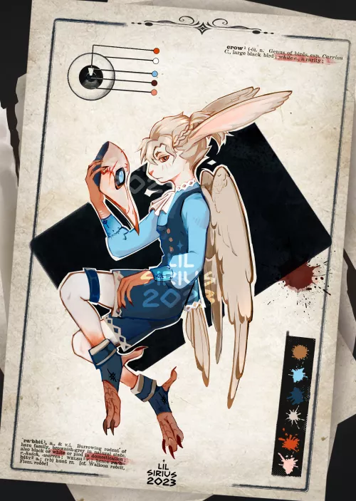 Albino Crow + Bunny I drew a while back. I just love drawing hybrids by Lil_Sirius