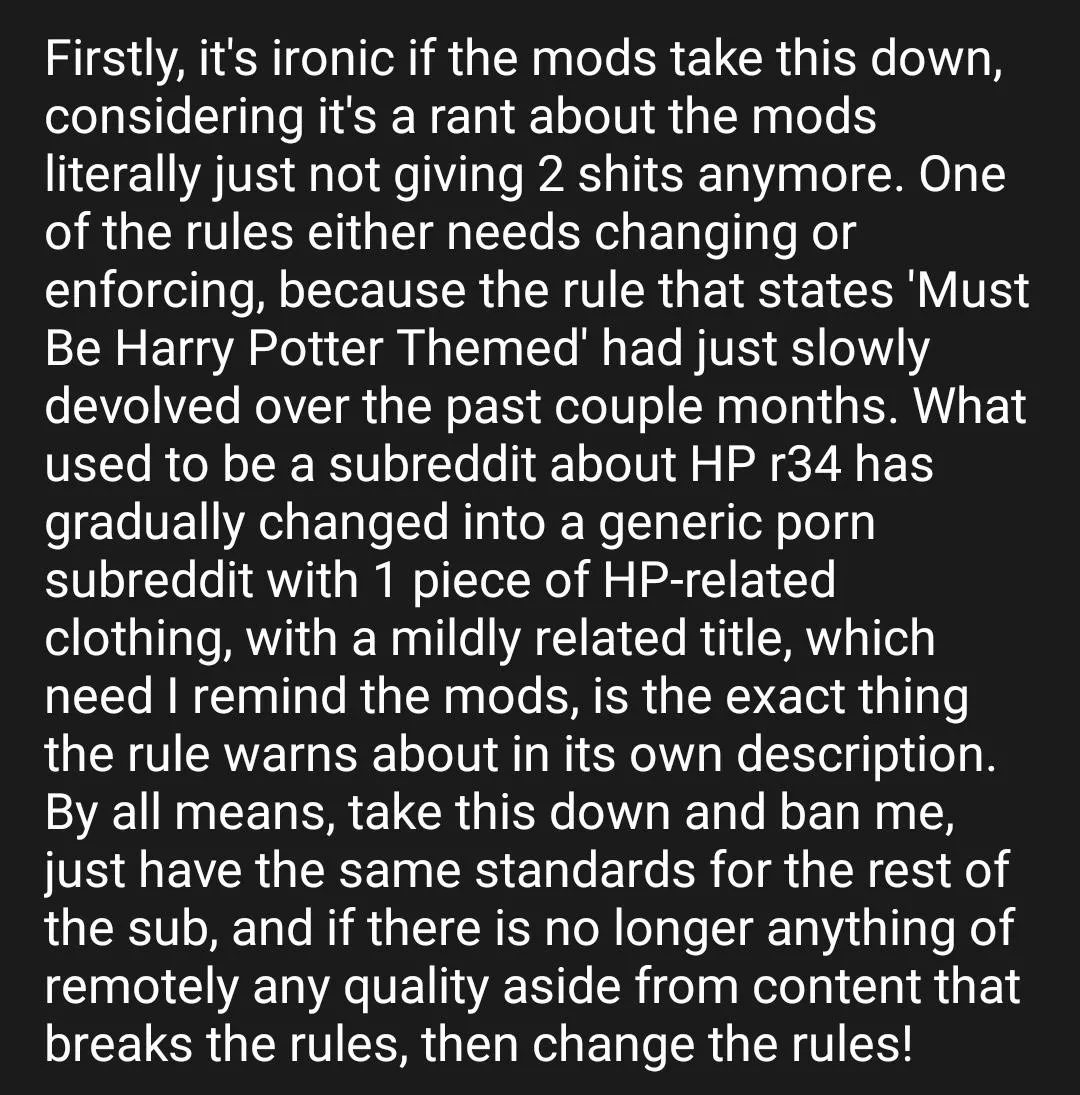 Dear Mods posted by newaltaccountforwho