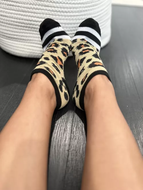 (Selling- US based) Sweaty leopard print socks 😜tracking info and proof of wear. Free shipping! by xxGoddess_Monikaxx