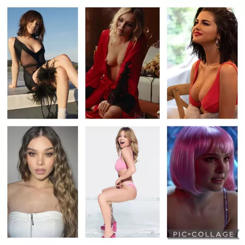 I’d love for a bud to decide who I pump for out of these 6 ladies Jenna Ortega, Lily Rose Depp, Selena Gomez, Hailee Steinfeld, Sydney Sweeney, Natalie Portman by biigdickjay36