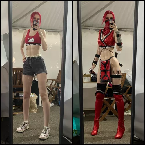 In and out of cosplay - Skarlet by me by KittiLittl