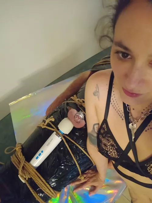 Slave bondage and ballbusting. by DominAve