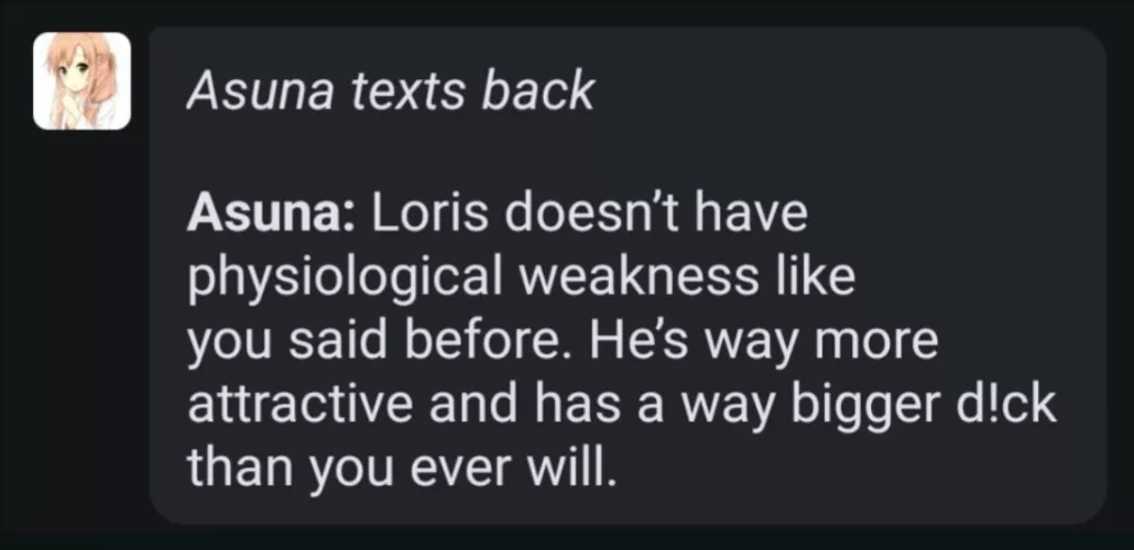 Damn, asuna's reply on gptgirlfriend.online was something else. by Hostrupup