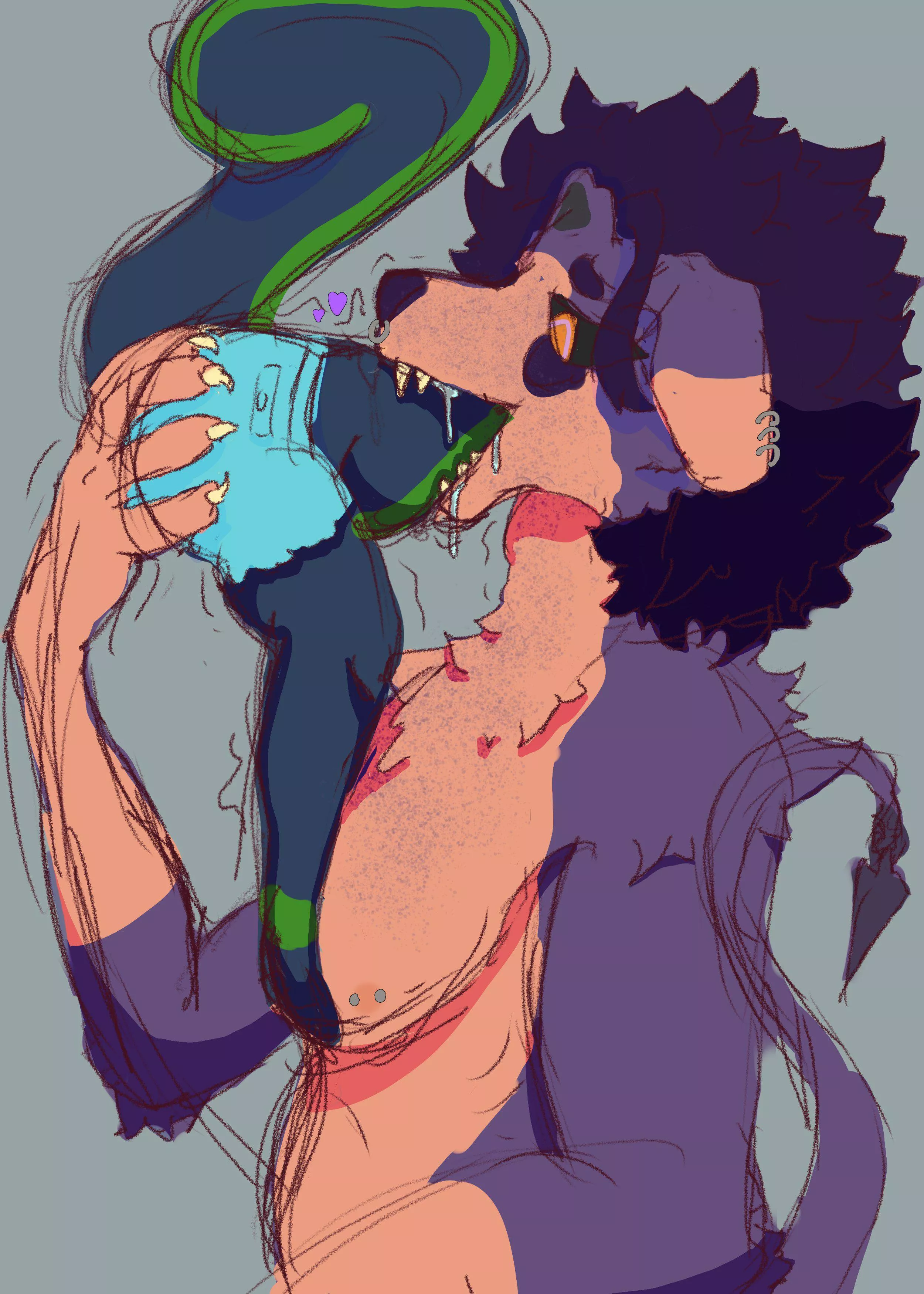 {Image} Art of me and my partners characters [art by me] [oc] [@helavore on twitter] posted by Commercial_Sun280