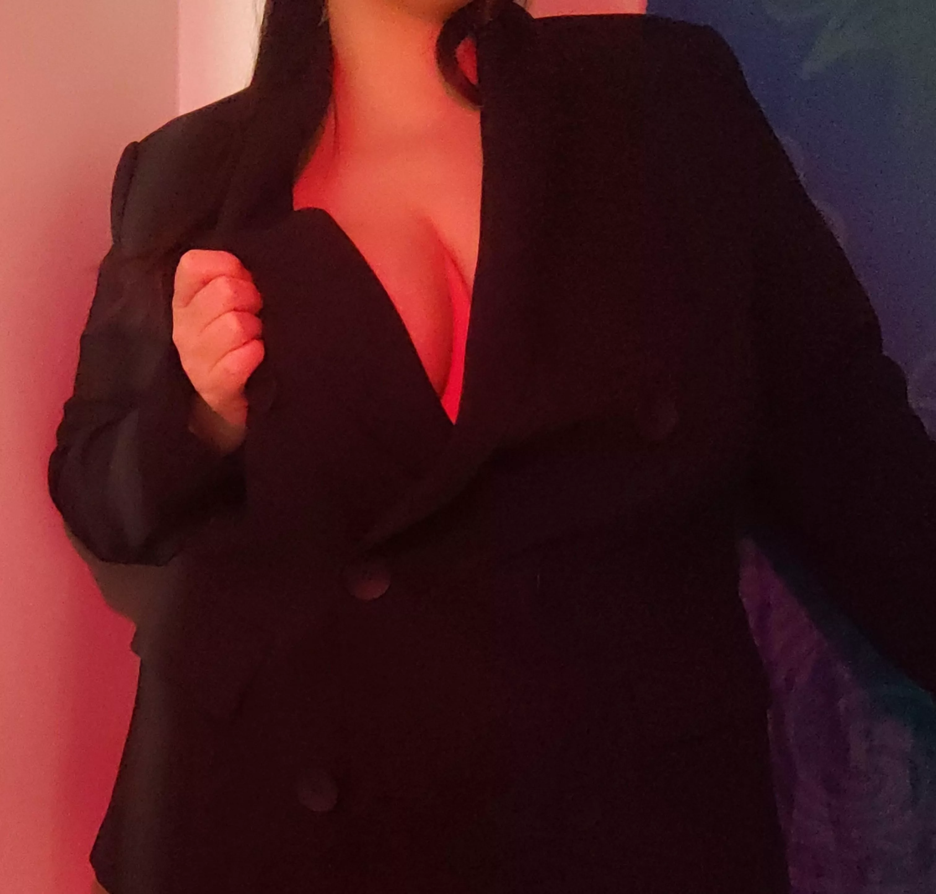 Was scolded by HR again today for my braless outfit... 🤭 posted by LadyMcBosom