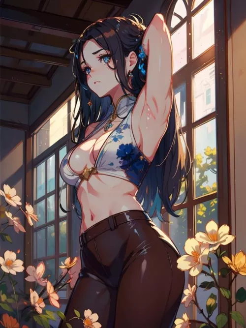 Enjoying the flowers while you enjoy me 😳😋🌸🌼 by KatieKitten1