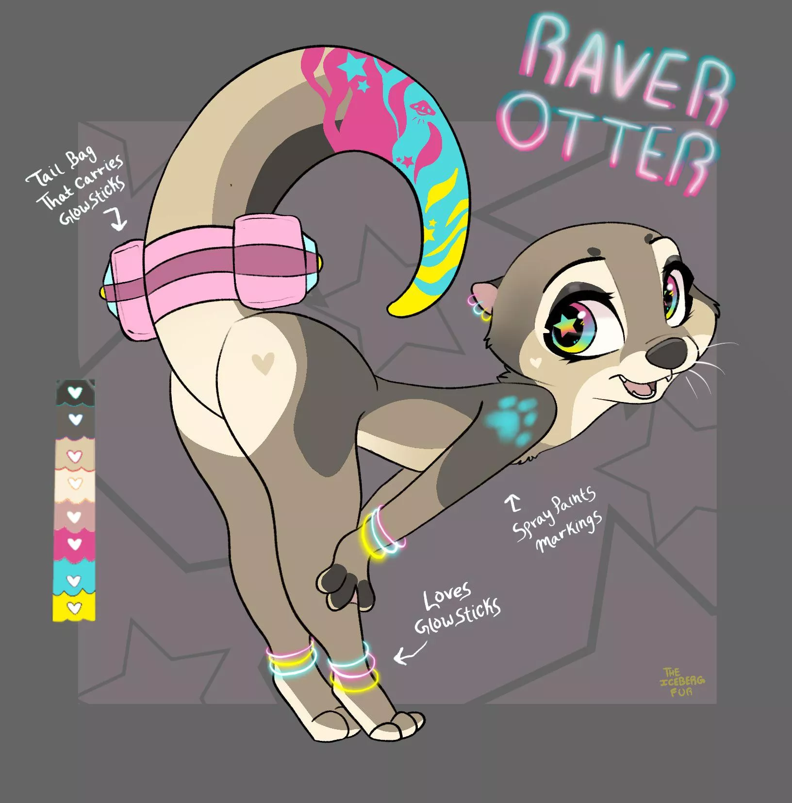 Raver otter adopt 🌈🦦 (Art by me, details below!) posted by cylindercake