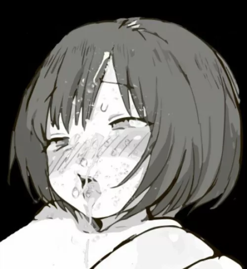 LF Mono Source: 1girl, ahegao, short hair, blush, sweat, eyebrow visible through hair, drool, open mouth, cum by DeezFinder