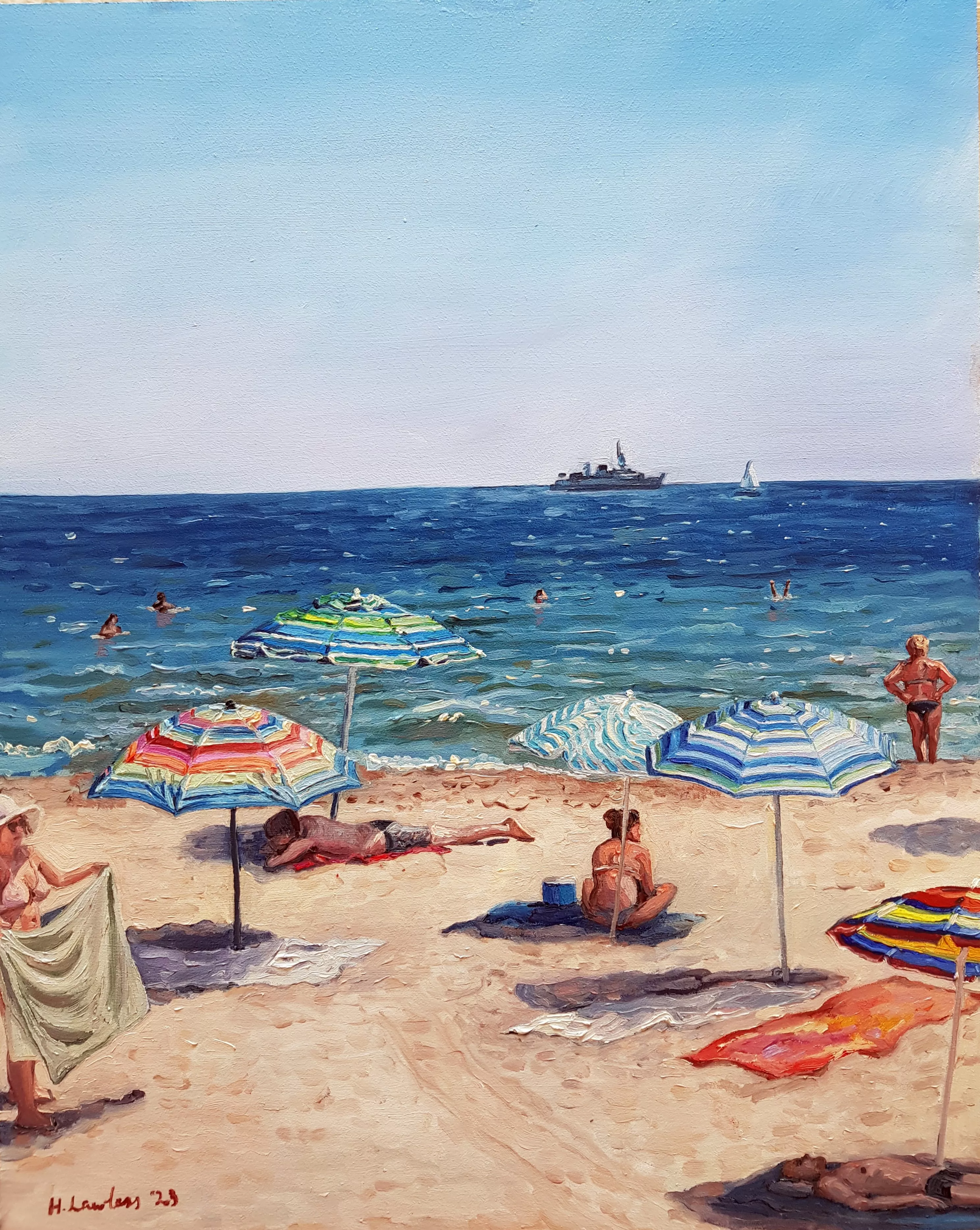 My painting of the beach at the Black Sea in Varna, Bulgaria posted by hazzlaw