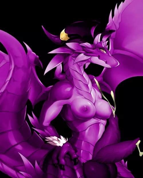 [Photoshop] Vaengromrkind the Half-Dragon dreams of divinity... And she might just have found the right way of gathering more followers ! (original picture by Healingpit) by LustDriven