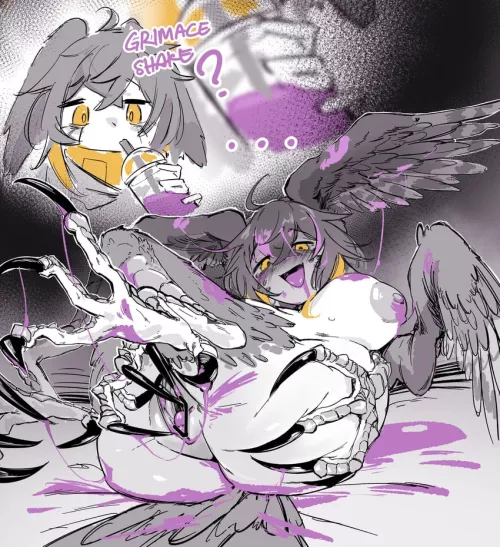 The Grimace Shake is doing wild things to harpies by Vragner