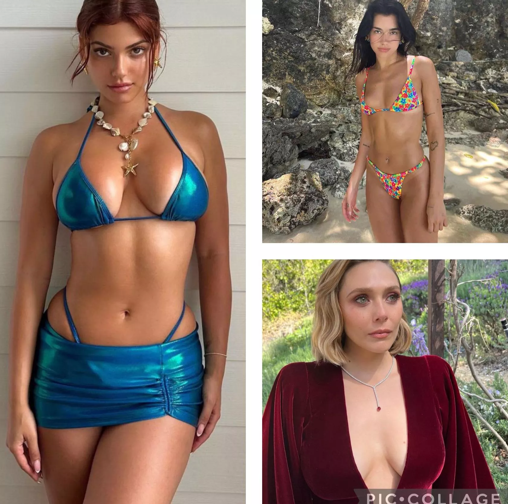 I’d love to get Bi with someone for Kelsey Calemine, Dua Lipa, Elizabeth Olsen posted by biigdickjay36