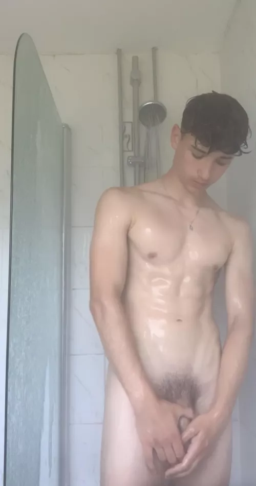 jerkin' it off in the shower 🍆💦 by leo-brooks